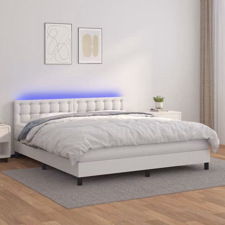 Maison Exclusive - Giroletto Molle con Materasso e LED Bianco 180x200cm Pelle finta