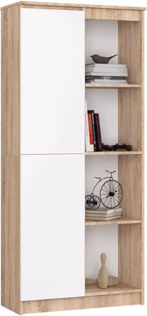Armadio da ufficio AKORD R80 Sonoma Quercia 80 cm 1 anta inserto frontale Bianco 80x35x180 cm