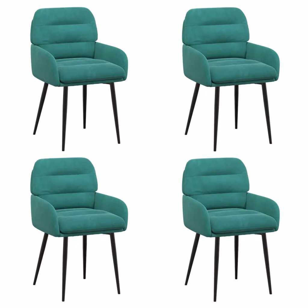 Set di 4 sedie da pranzo moderne vidaXL in velluto turchese L: 59 cm, P: 59,5 cm, H: 90 cm – 2