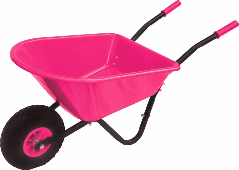Carriola per bambini Pro-Bau-Tec rosa con mangiatoia in PP 20L con ruota in PU