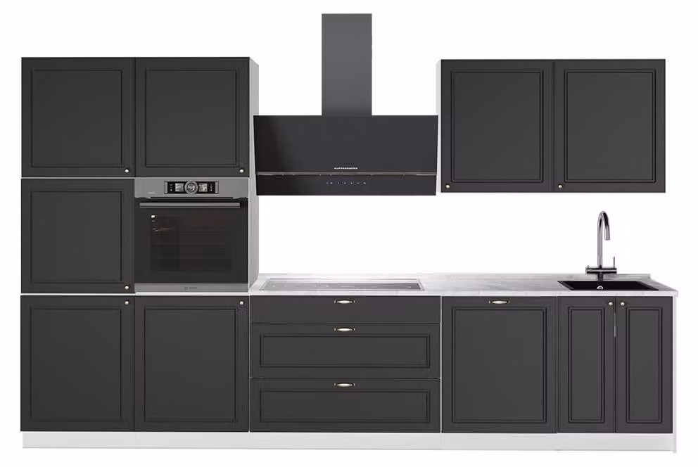 Cucina componibile Vicco Fame-Line Oro-antracite rustico/Bianco 340 cm, PL Marmo, Model 64618