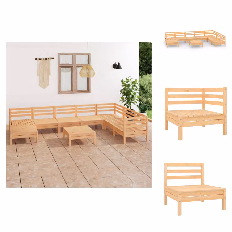 vidaXL Set da salotto da giardino 9 pezzi in pino massiccio - Set di mobili da giardino