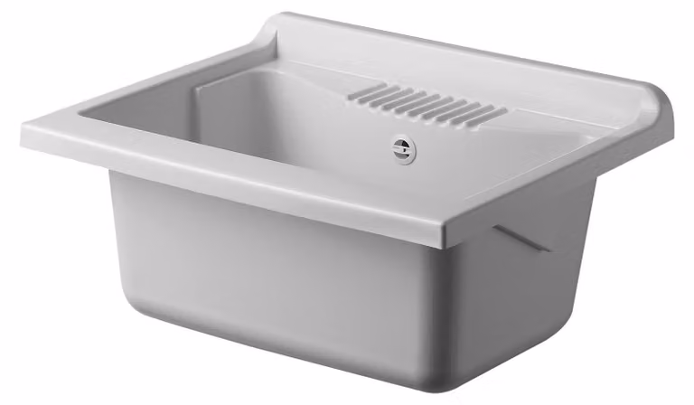 Omgoods - Lavabo in plastica PP, dimensioni 60 x 50 x 30 cm - Resistente all'umidità e completo di scarico