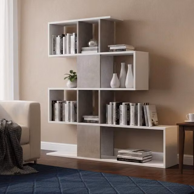 Libreria Allison DMORA con 4 Ripiani, Design Moderno, Bianco Opaco, L: 145 cm, P: 29 cm, H: 145 cm – 1