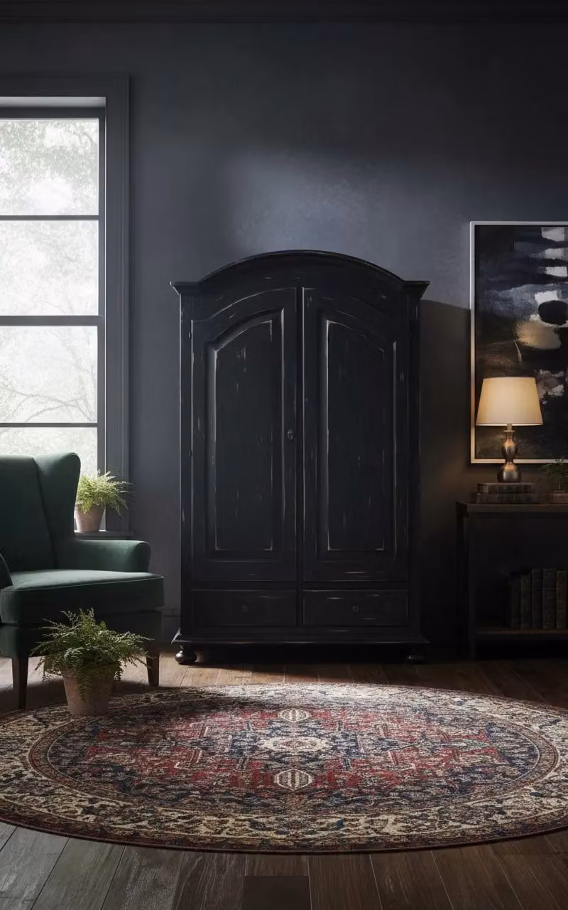 Armadio a 2 ante shabby chic Mobili 2G colore nero con cassetti interni L: 125 cm, P: 61 cm, H: 200 cm – 4