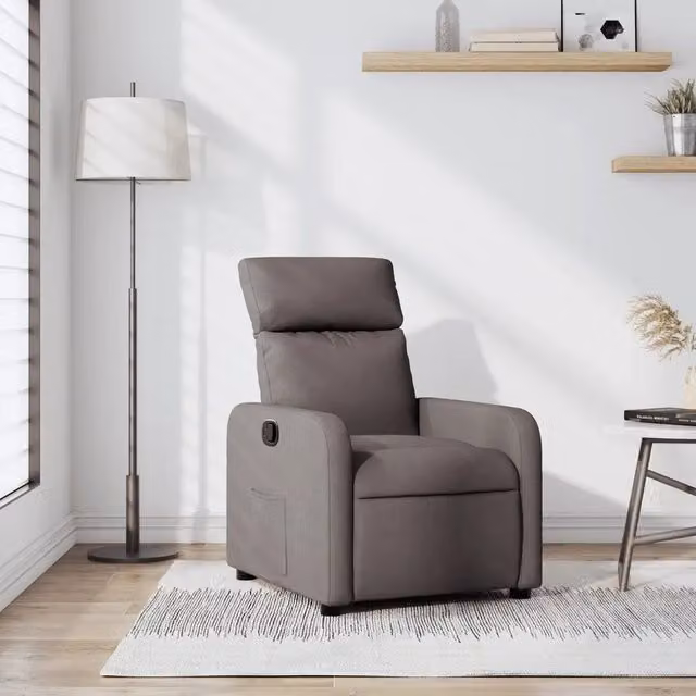 Poltrona Reclinabile Relax in Tessuto con Braccioli, Colore Tortora/Grigio/Beige, Design Moderno per Soggiorno – 1
