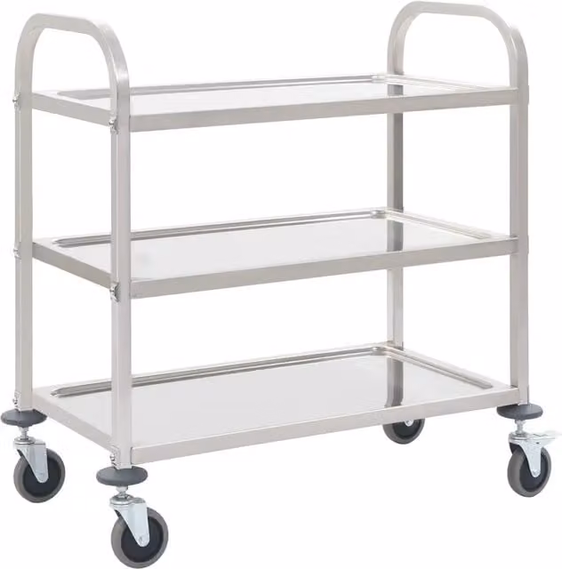 Carrello da Cucina a 3 Livelli 96,5x55x90 cm in Acciaio Inox