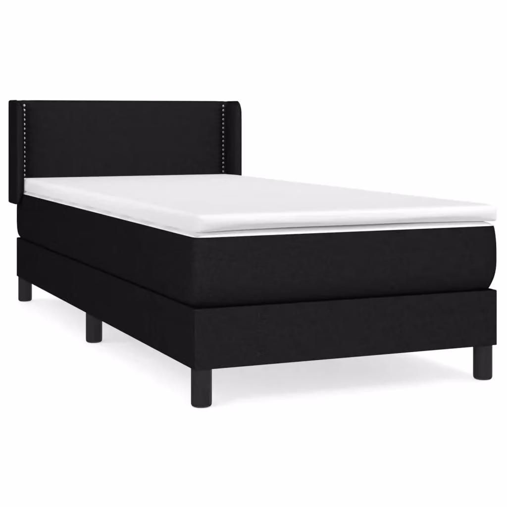 vidaXL Giroletto a Molle Ibrido con Materasso in Tessuto Nero e Bianco L/P/H: 90 x 200 x 203 cm – 2