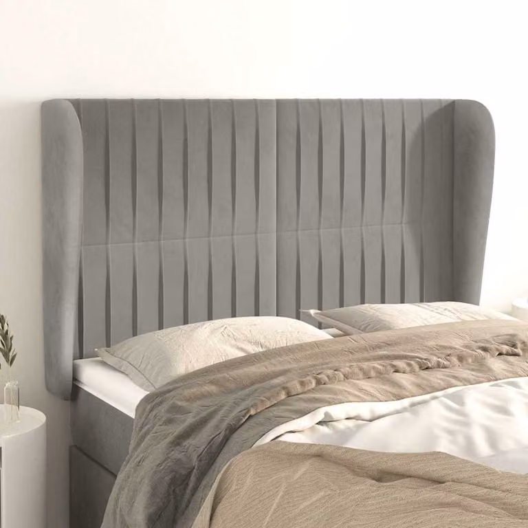 Testiera ad orecchio vidaXL in velluto grigio chiaro L: 147 cm, P: 23 cm, H: 118/128 cm