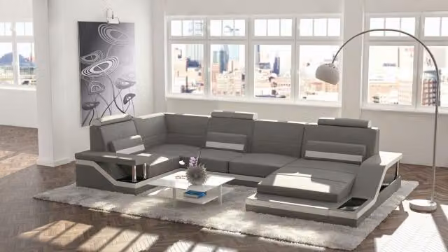 Wohnlandschaft Couch Ecke Ecksofa Garnitur Leder Sofas Sofa Polster