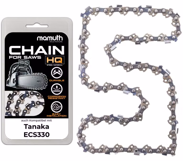 Catena per motosega, lunghezza 35 cm, spessore 1,3 mm, passo 3/8", modello 52 TG, compatibile con Tanaka ECS330