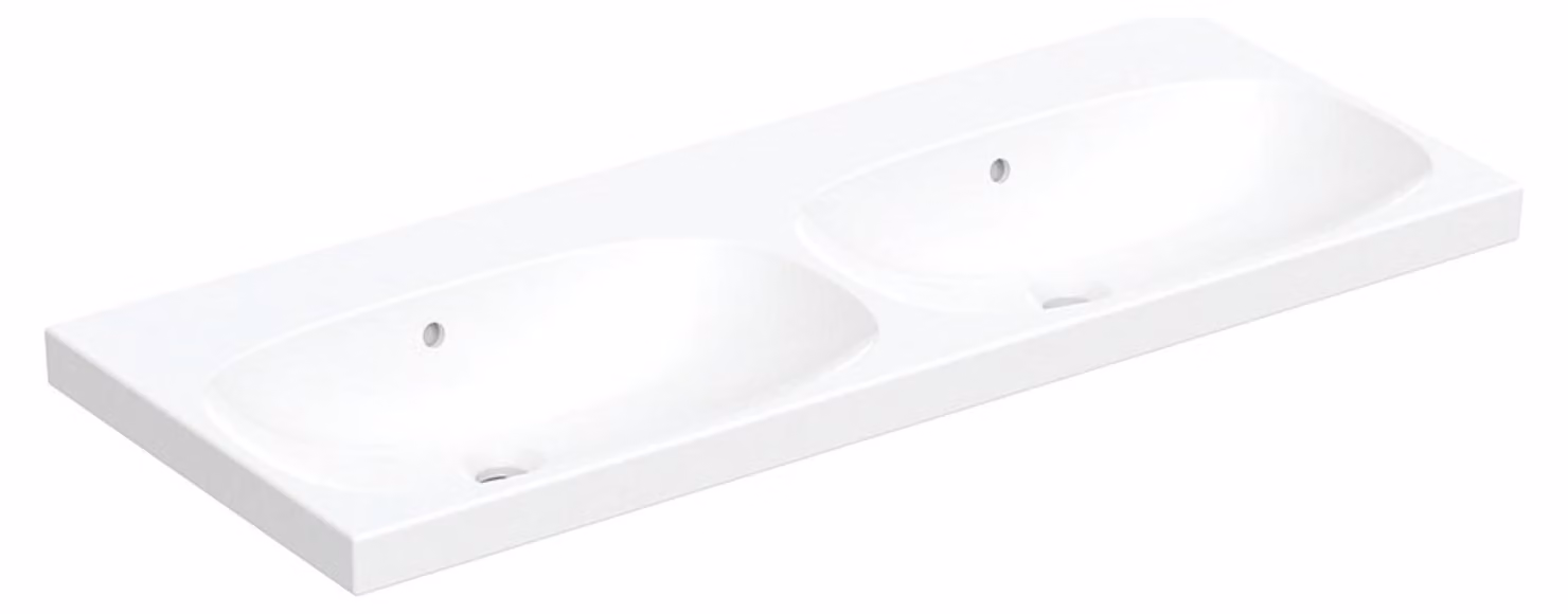 Geberit Acanto double lavabo, sans trous pour robinets, avec trop-plein, 1200x480mm, 500.628.01.8, 500.628.01.8