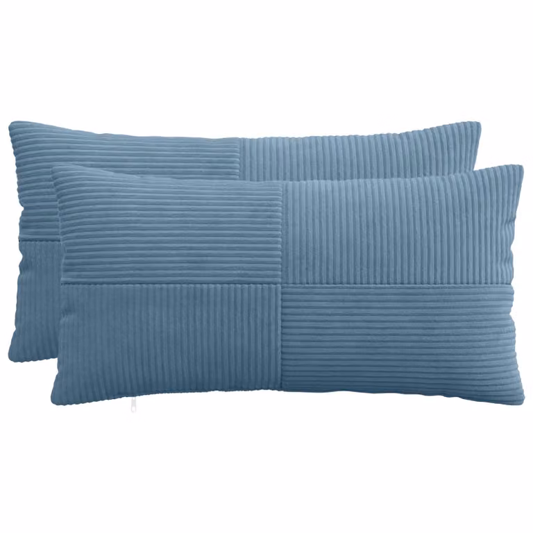 Set di 2 federe vidaXL ALMELO blu in velluto a coste, L 40 cm x P 80 cm