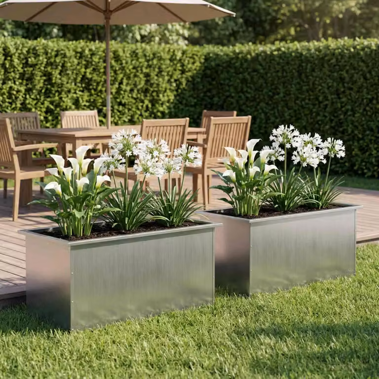 vidaXL Fioriera da giardino con LED 2 pz Argento 50 x 80 x 48 cm