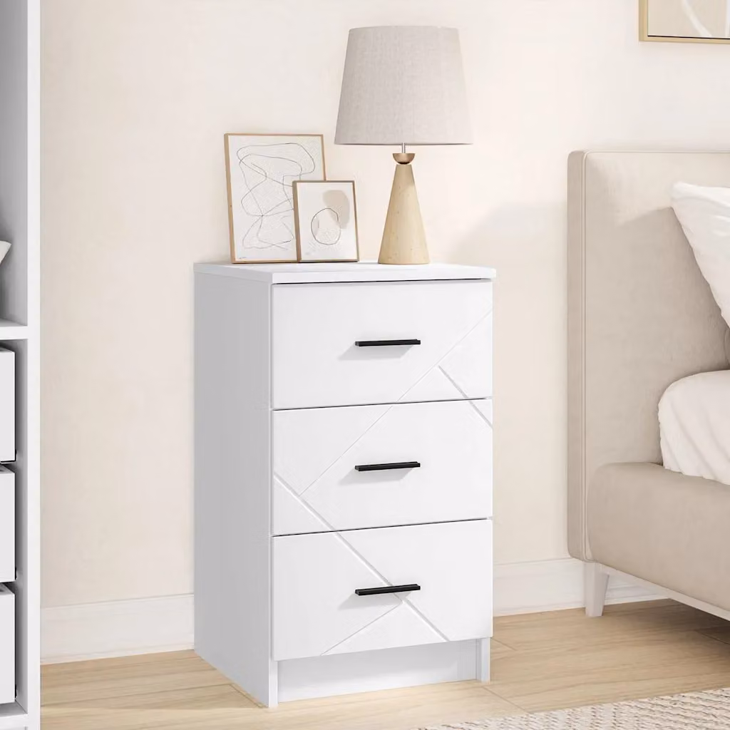 Armadio da notte moderno vidaXL in legno MDF bianco L/P/H: 38 x 38 x 66 cm