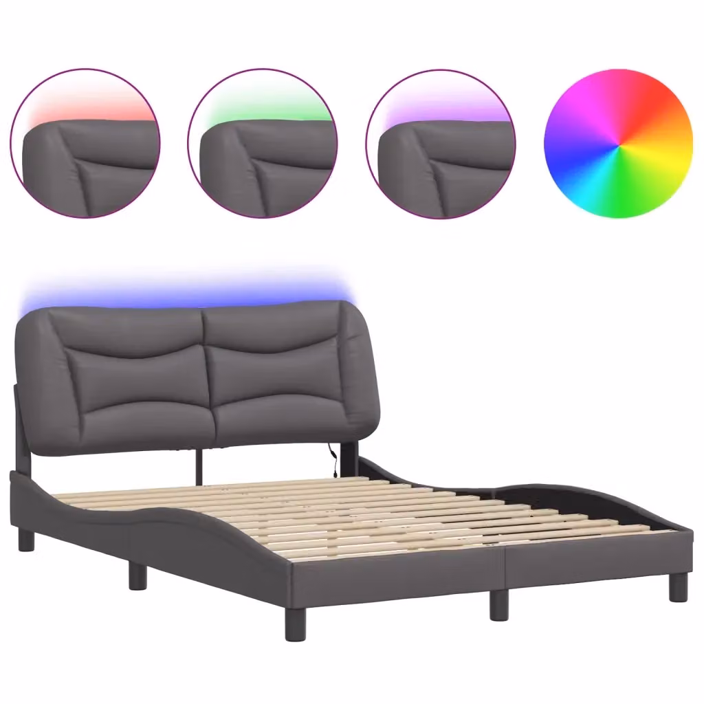 vidaXL Giroletto Hvar Grigio con LED e porta di ricarica USB, L 140 x P 200 cm – 2