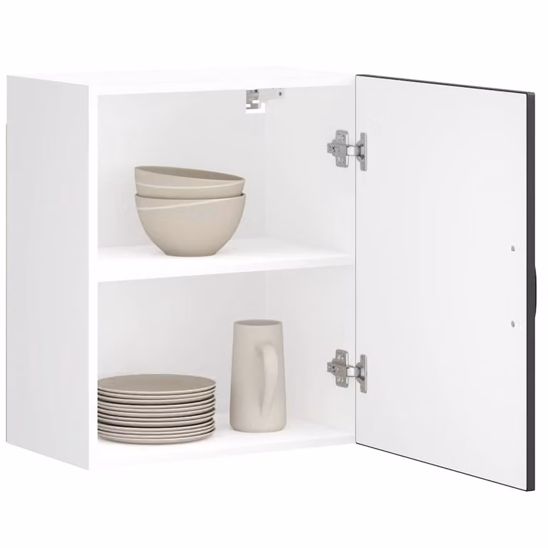 Set di 2 pensili da cucina Lucca vidaXL in legno nero con ante a battente e ripiani interni