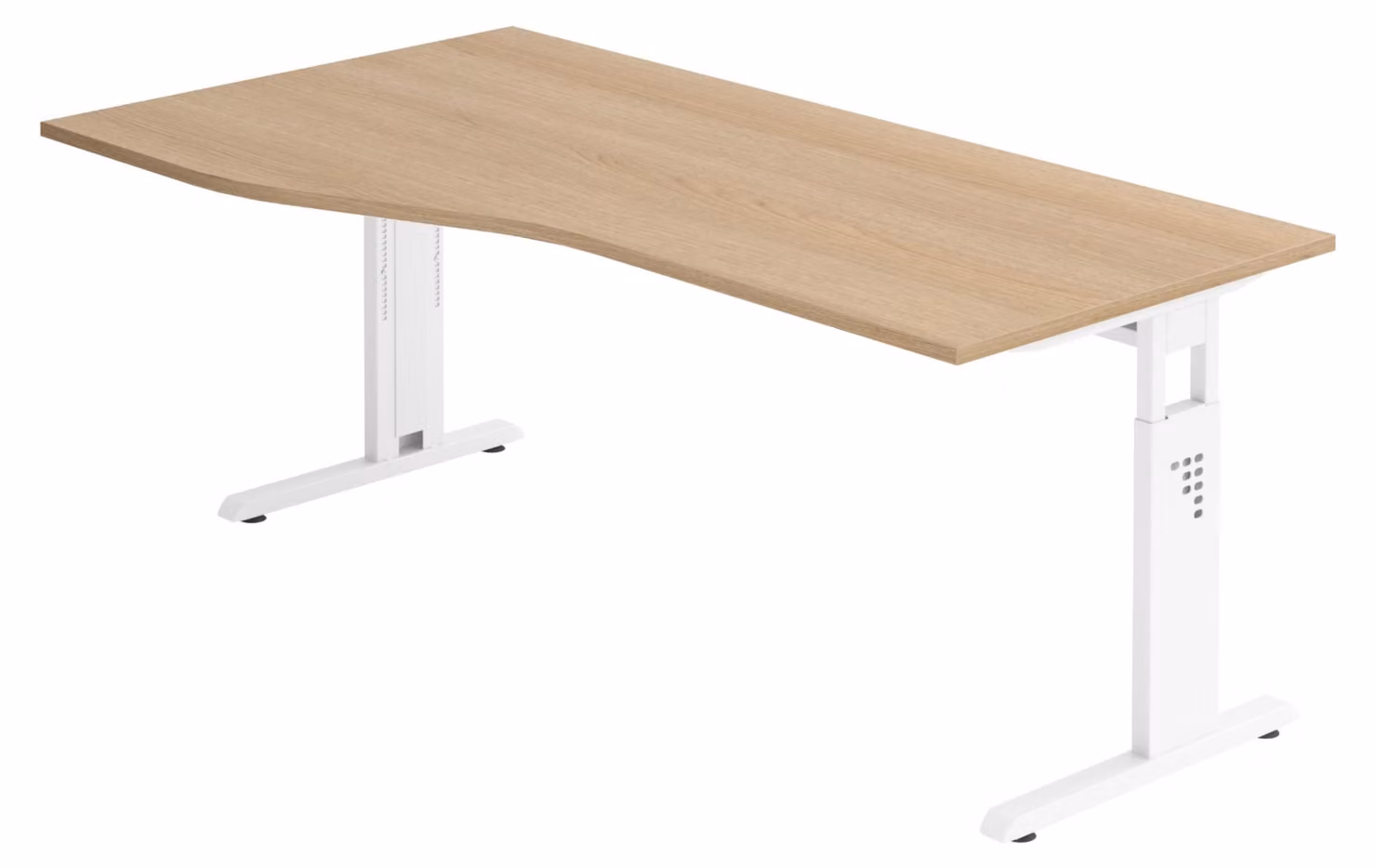 bümö Scrivania Serie-O - Dimensioni: 180 x 100 cm, struttura: bianco, decorazione: rovere