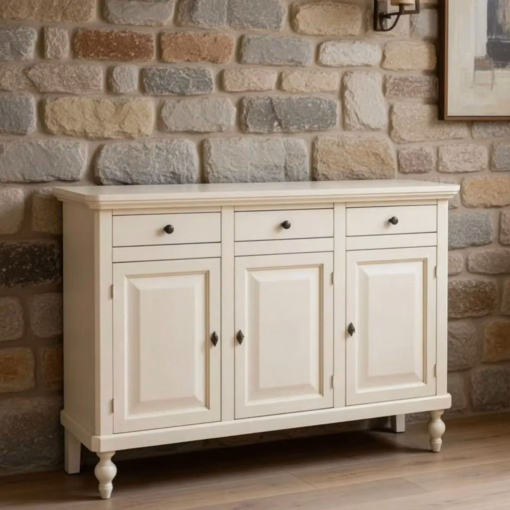 Madia credenza shabby chic con 3 ante in legno color avorio Mobili 2G L/P/H: 150 x 43 x 98 cm – 3