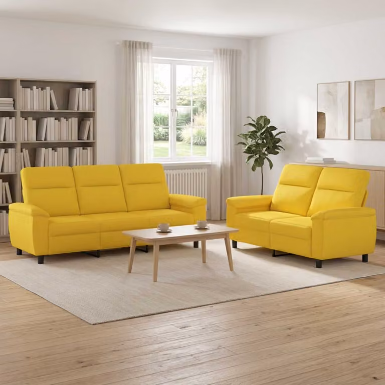 Set di 2 divani moderni vidaXL in tessuto giallo con struttura in metallo per il tuo soggiorno