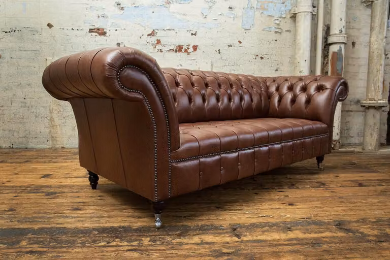 Sofa Luxus Chesterfield Couch Sofas Polster 3 Sitzer Garnitur Braun Leder