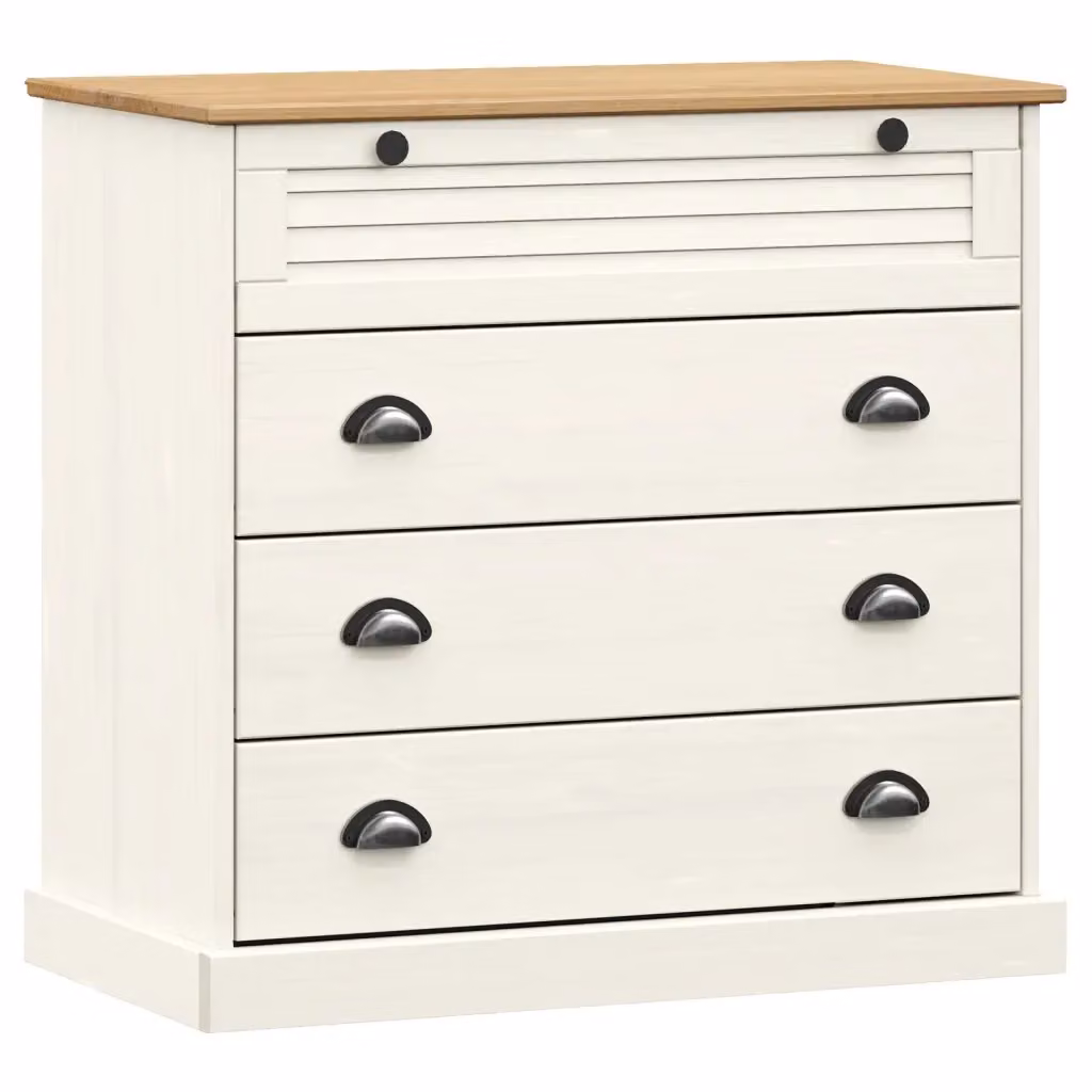 Cassettiera moderna vidaXL in legno di pino cerato bianca L: 80 cm, P: 40 cm, H: 76 cm – 2