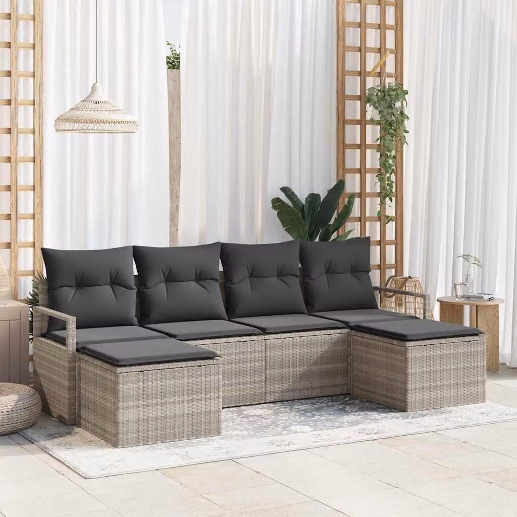 Maison Exclusive - Set di divani 6 pcs Grigio chiaro polyrattan