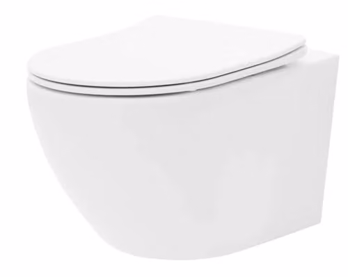 Rea - Vaso Wc Sospeso Carlo Mini Tornado Rimless Flat N Sanitari Bagno In Ceramica Coprivaso In Duroplast (Bianco)