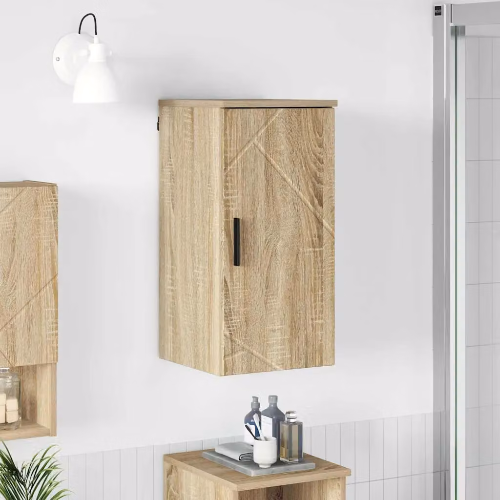 Mobile da bagno moderno vidaXL in legno e metallo marrone, L 30 cm x P 31,5 cm x H 61 cm