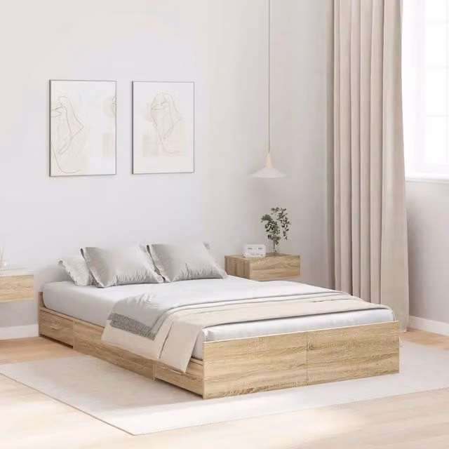 Struttura letto con contenitore-Giroletto con contenitore Rovere Sonoma 120 x 200 cm 133694