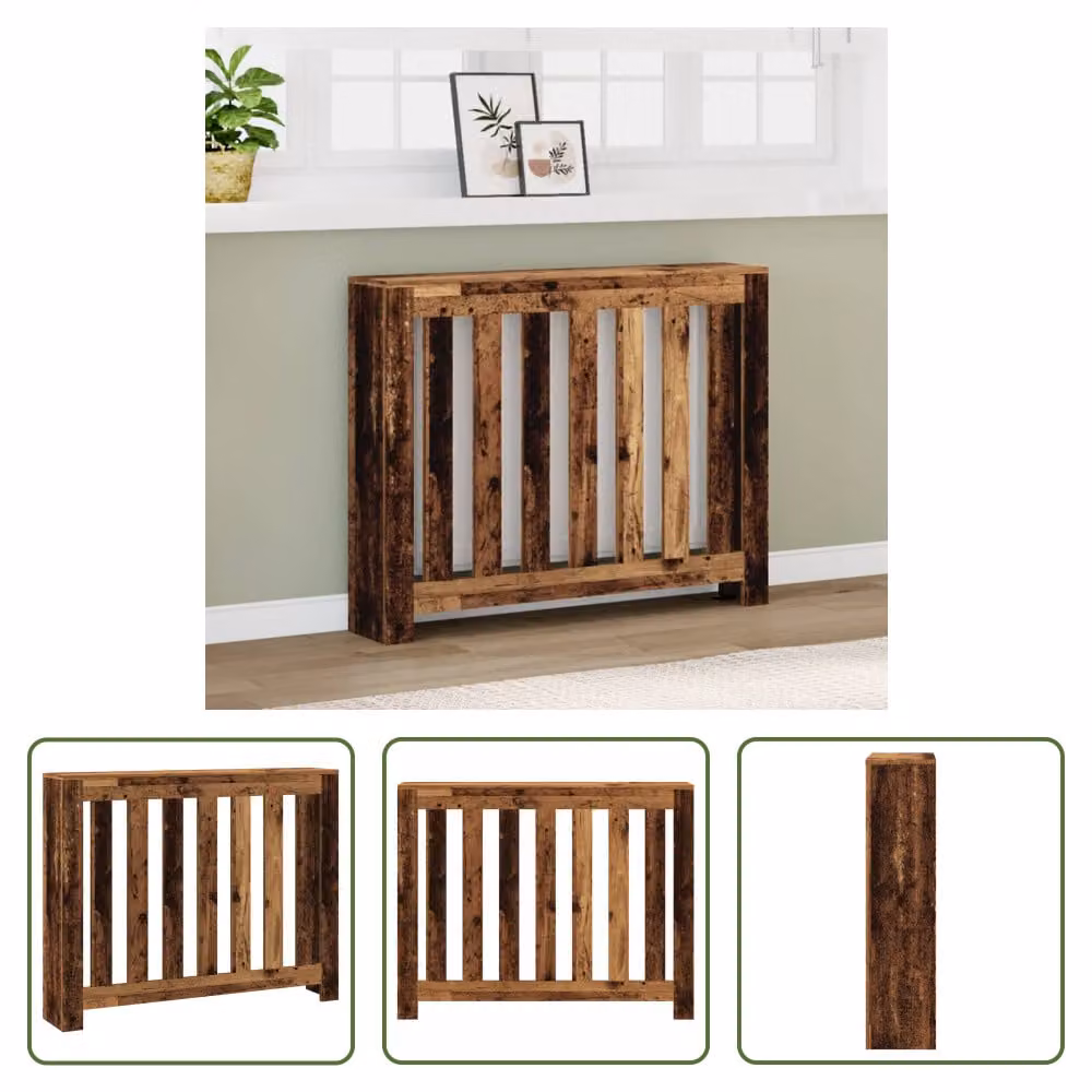 The Living Store Rivestimento per radiatori effetto legno antico 104x20x82 cm materiale a base di legno
