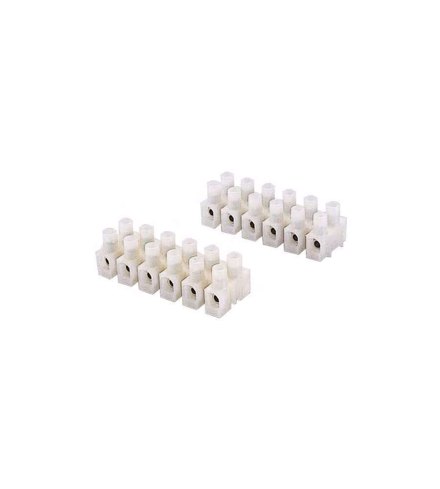 Set di 2 morsetti elettrici a 6 poli in tecnopolimero bianco Poly Pool per cavi da 4 mmq