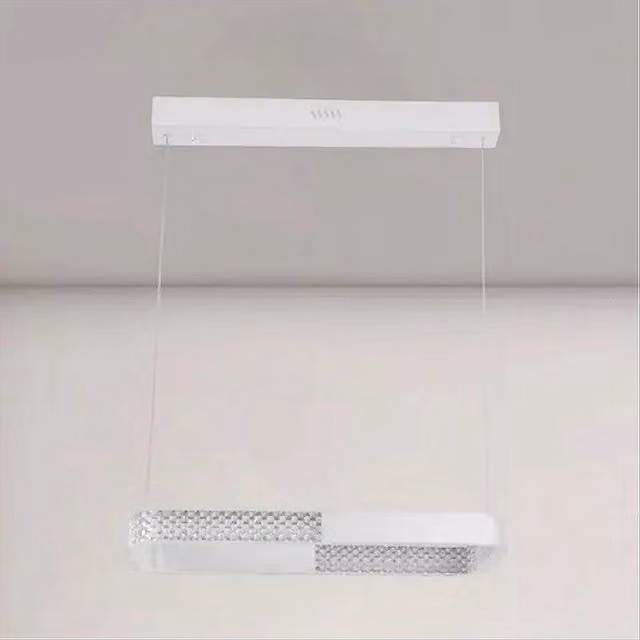 Lampadario a Sospensione LED Trade Shop Rettangolare Bianco Cristallo con Telecomando e Dimmerabile L 120 cm x P 25 cm x H 25 cm