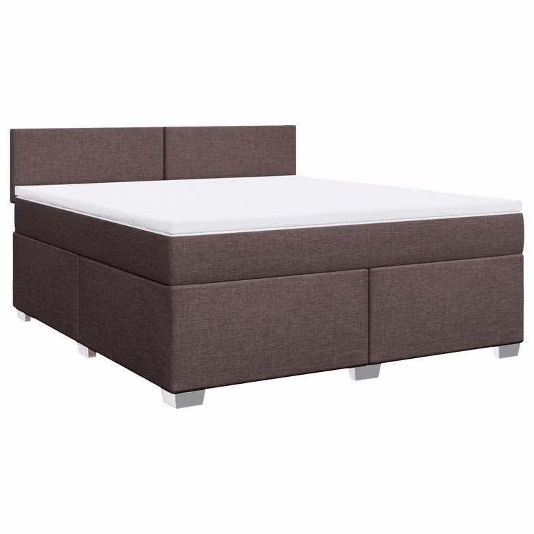 Giroletto a Molle con Materasso Marrone Scuro 180x200cm Tessuto