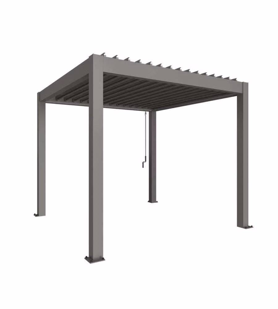 Biohort Pergola 3x3 Metallo Grigio Quarzo Ombreggiata Giardino