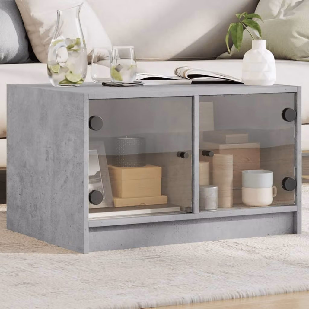 Maison Exclusive - Tavolino con ante in vetro grigio cemento 68x50x42 cm