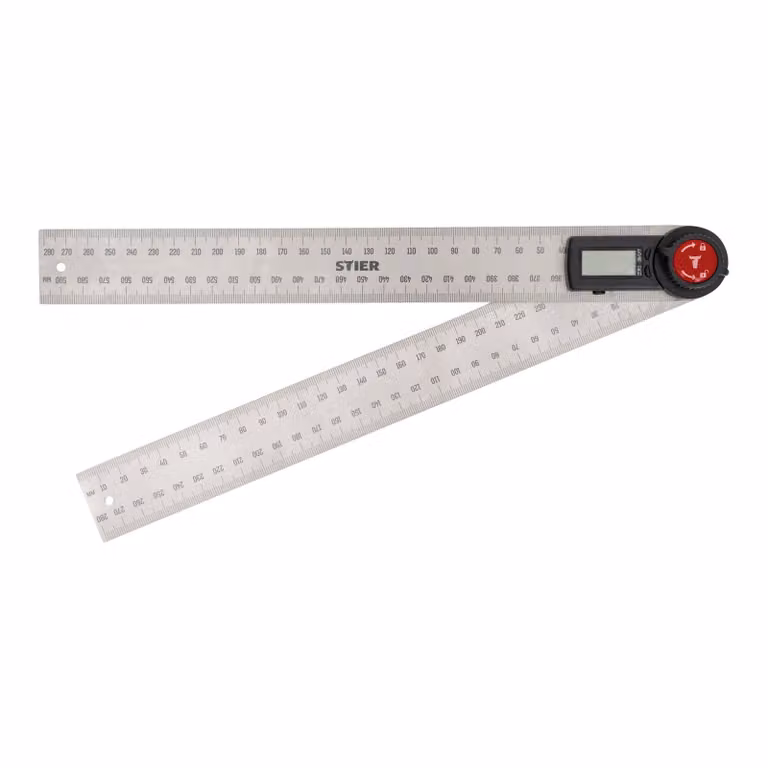 STIER Misuratore d'angolo digitale SDW-300 con display LCD ±0,3°, acciaio inossidabile, 300 mm, regolabile, goniometro, angolare multifunzione, angolare di centraggio, pulsanti ergonomici