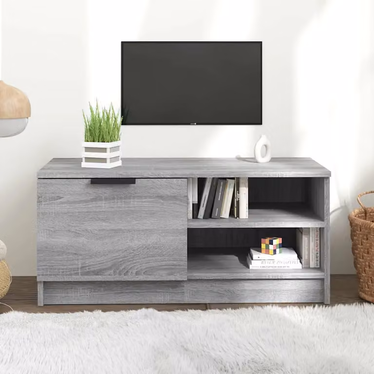 Mobile TV vidaXL in legno multistrato e MDF, Grigio Sonoma, L 80 cm x P 35 cm x H 36,5 cm