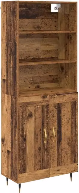 Credenza Buffet in Legno Vecchio e Multistrato per Soggiorno o Sala da Pranzo, L/P/H: 69,5 x 34 x 180 cm – 1
