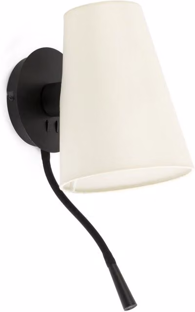 LUPE Lampada da parete con lettore nera/beige