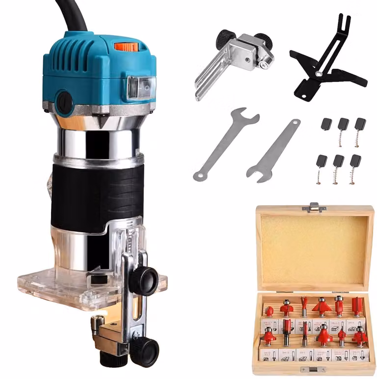 Fresatrice, motore da 800W, velocità regolabile, colore blu