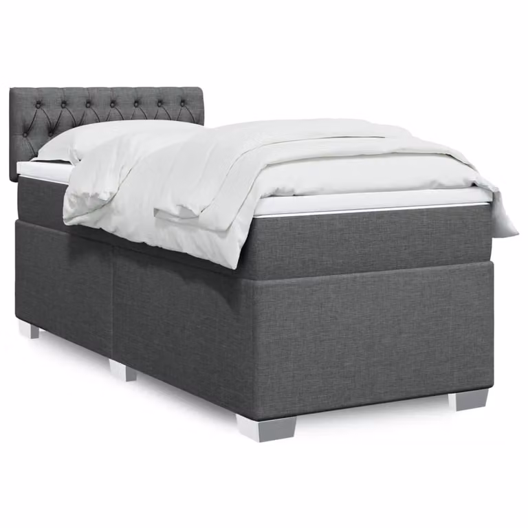 vidaXL Letto Ibrido con Giroletto a Molle e Materasso in Tessuto Grigio e Bianco, L/P: 90 x 200 cm