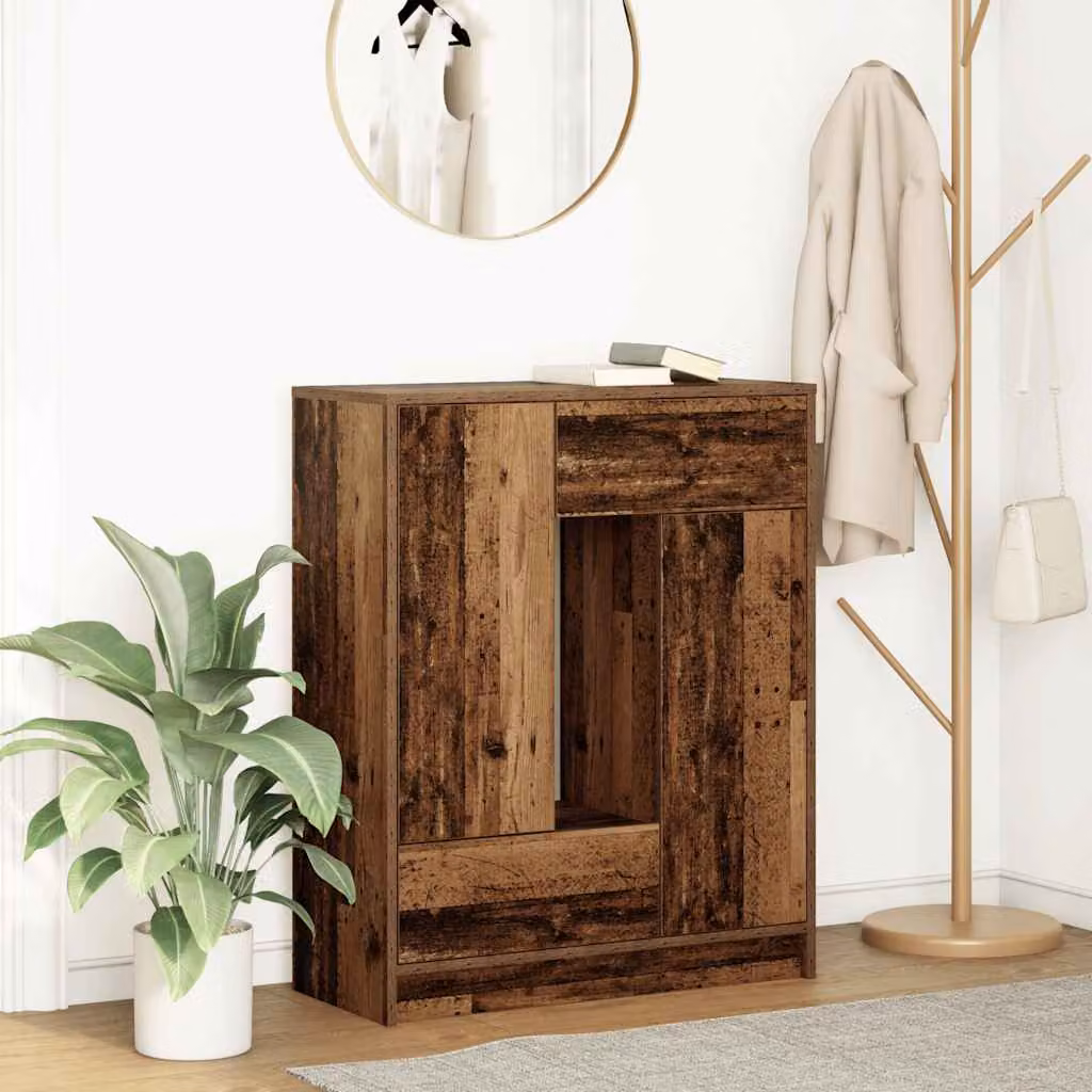 Credenza vidaXL con Cassetti e Ante in Legno Antico Marrone L: 73 cm, P: 31 cm, H: 90 cm