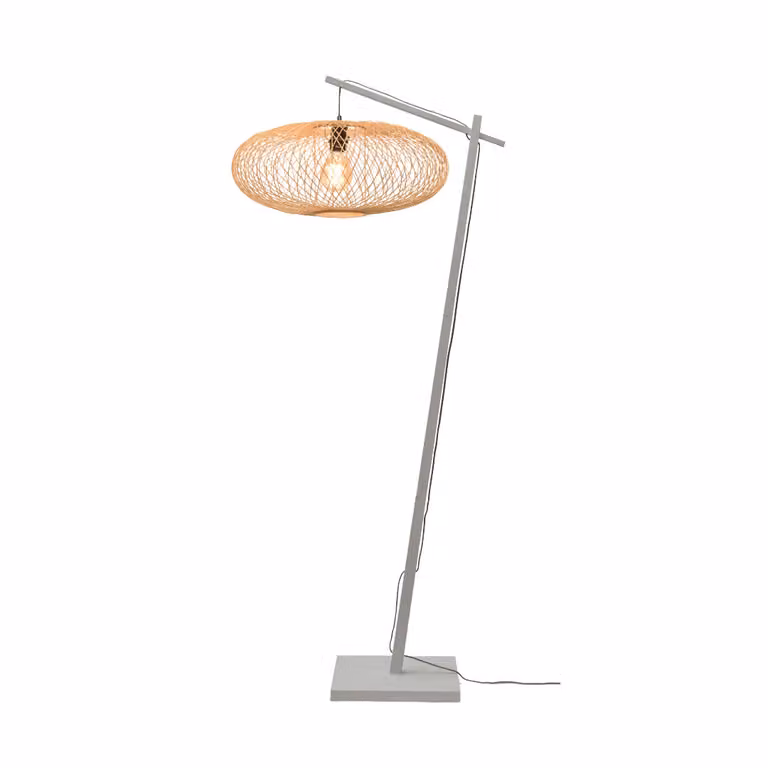 GOOD&MOJO - Lampada da terra Cango - Bambù bianco/naturale - 36x60x176cm per soggiorno, camera da letto