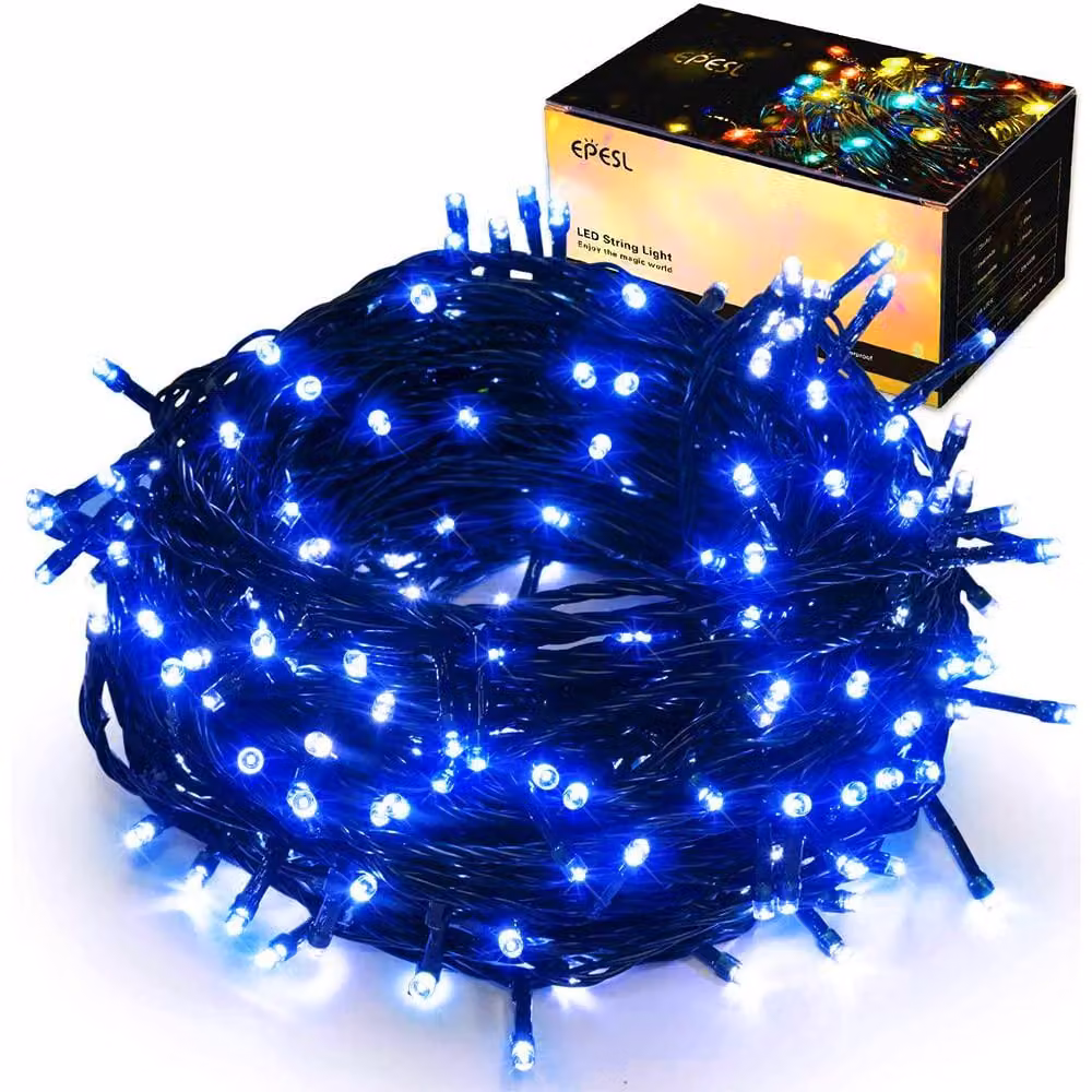 Catena luminosa con 320 LED, lunghezza 35 metri, 8 modalità, funzione di memorizzazione, colore blu