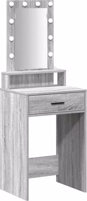 Toeletta Hollywood LED moderna in legno MDF grigio L: 50 cm, P: 41 cm, H: 140 cm