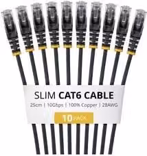 Cavo di rete 6 U/UTP Patch Cable 10 Pack Black 0,25m N6PAT25CMBKS10PK