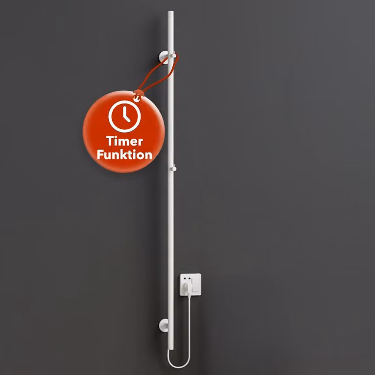 BELVIT asciugamano elettrico 150 cm 60 W con timer e 2 impostazioni di calore - scaldasalviette elettrico, a parete, 2 ganci, radiatore bagno