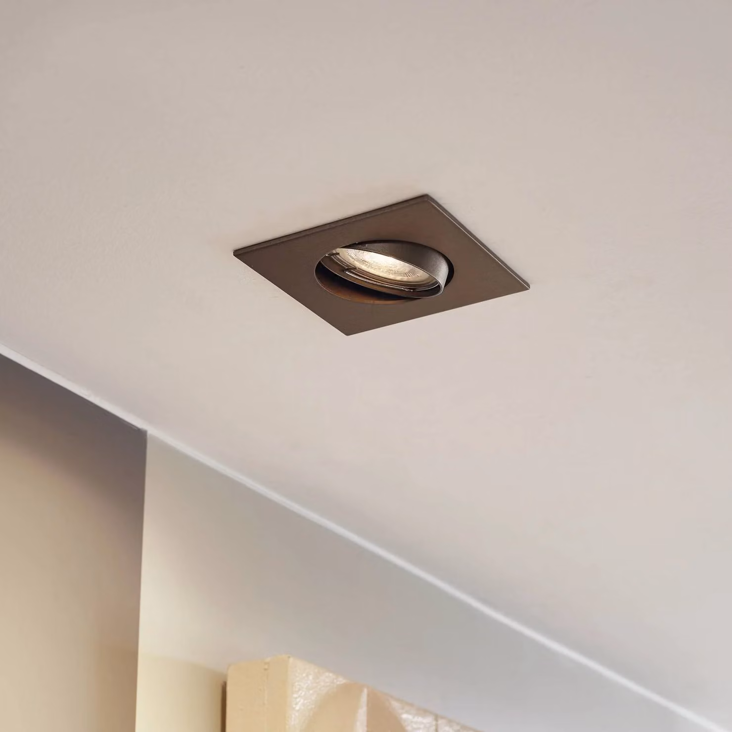PRIOS Luci da incasso Fibur, bronzo opaco, 9 cm, GU10, confezione 10 Fibur PRIOS, dimmerabile, Bronzo / Ottone antico, Soggiorno / Sala da pranzo, Metallo, Moderno