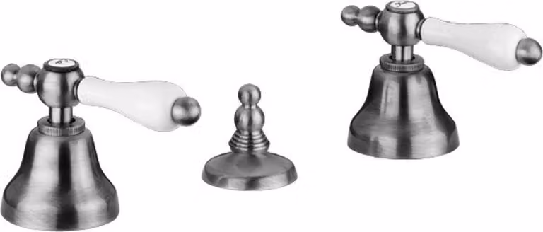 Rubinetto bidet Casa Padrino, stile Art Nouveau/Retro, finitura cromata, con tre fori e kit di scarico